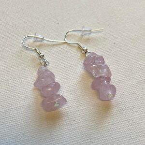 Handmade Pink Quartz Crystal Chip Dangle Earrings